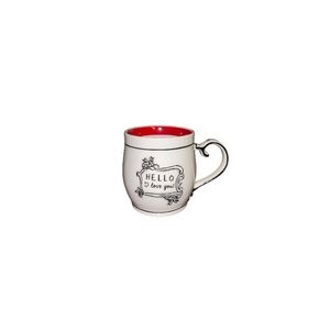 Anthropologie Katie Mandy “Hello I Love You” Red and White Ceramic Mug